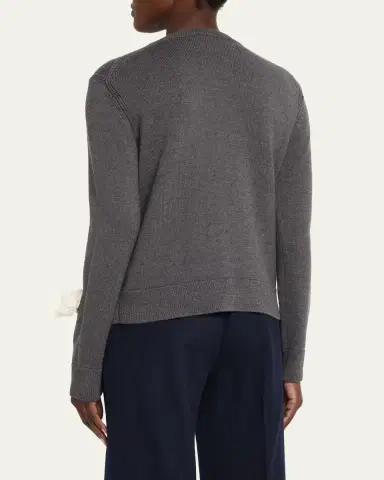 Lafayette 148 New York Floral Applique Crewneck Wool Sweater | Thumbnail 3