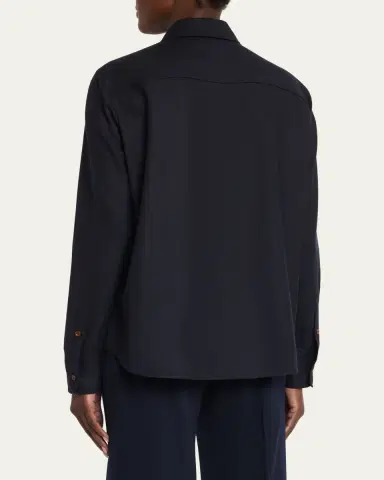 Lafayette 148 New York Brushed Wool Button-Front Shirt | Thumbnail 3