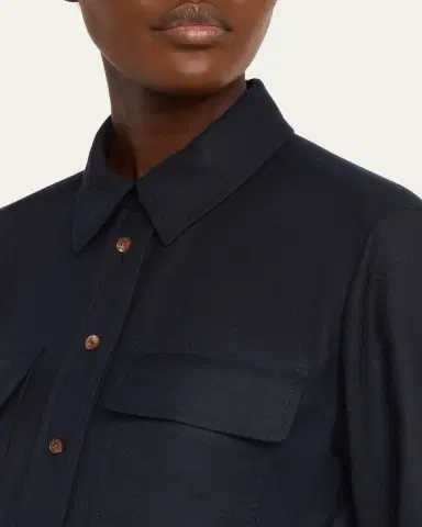 Lafayette 148 New York Brushed Wool Button-Front Shirt | Thumbnail 5