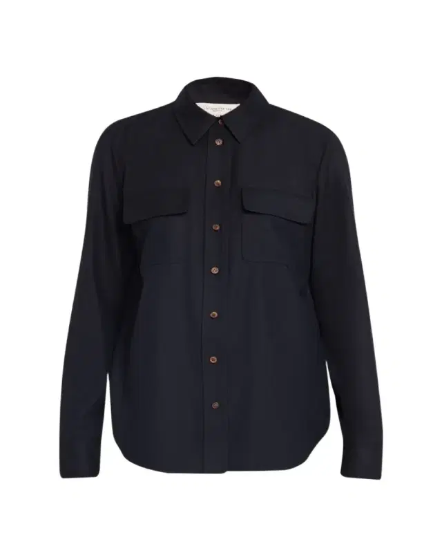 Lafayette 148 New York Brushed Wool Button-Front Shirt