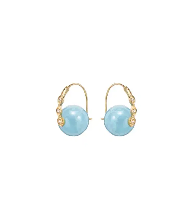 14kt gold earrings with diamonds and aquamarines
