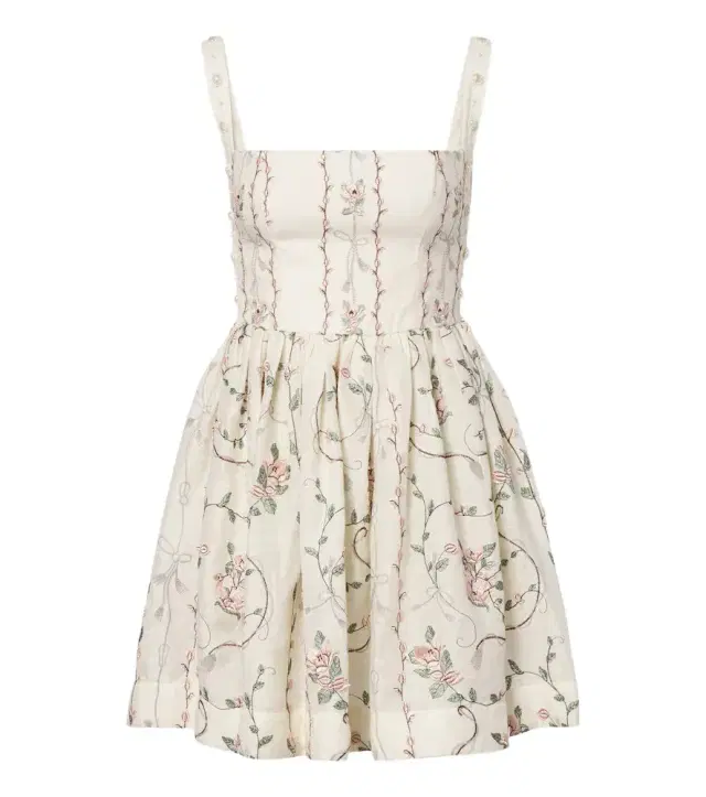 Agua by Agua Bendita Mielero embroidered floral linen minidress