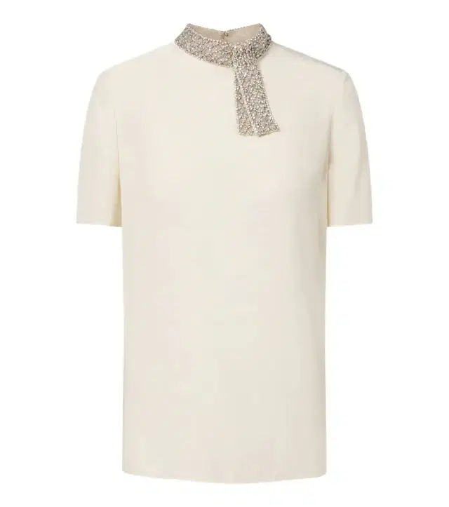 Embellished silk crêpe de chine top