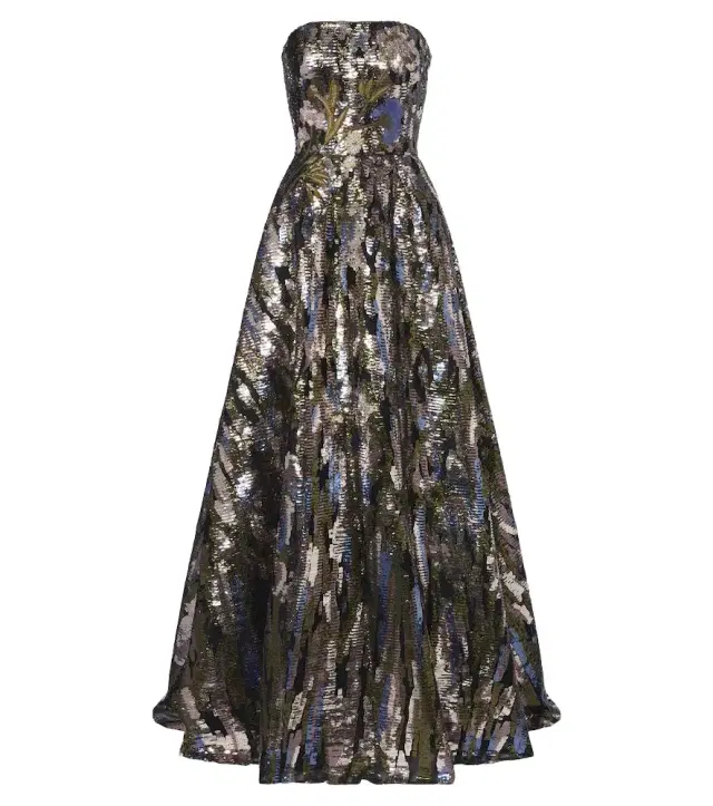 Elie Saab Embellished silk-blend bustier gown