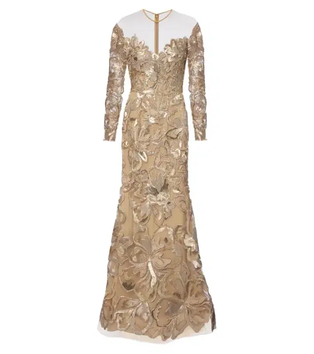 Elie Saab Embroidered sequined tulle gown