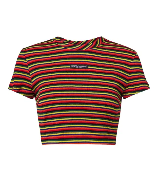Dolce & Gabbana Cropped striped cotton T-shirt