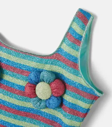 Oseree Kids Oséree Kids Lumière floral-appliqué striped swimsuit | Thumbnail 2