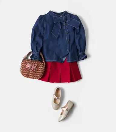 Patachou Bow-detail denim top | Thumbnail 4