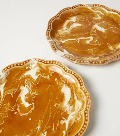 Cabana Marbled set of 2 ceramic dessert plates | Thumbnail 2