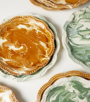 Cabana Marbled set of 2 ceramic dessert plates | Thumbnail 3