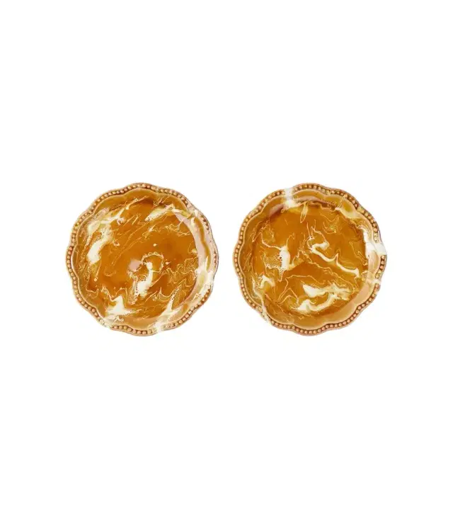 Cabana Marbled set of 2 ceramic dessert plates