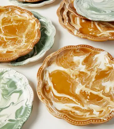 Cabana Marbled set of 2 ceramic dinner plates | Thumbnail 3