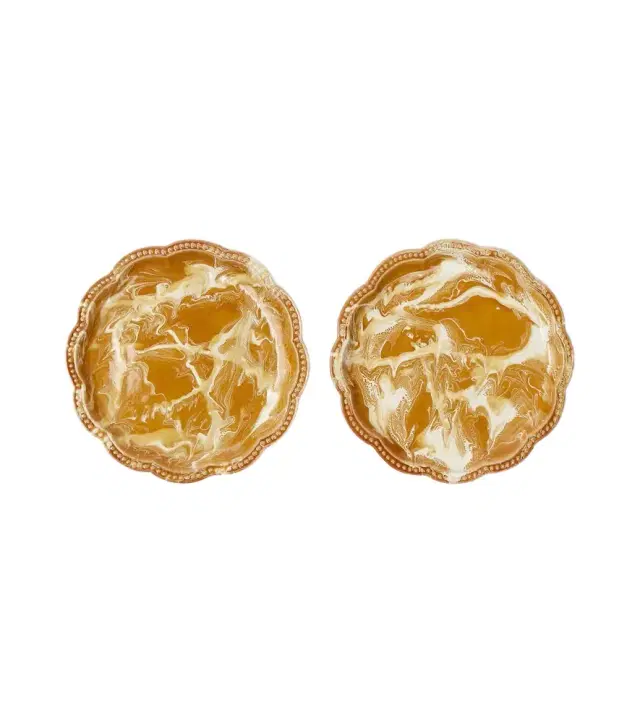 Cabana Marbled set of 2 ceramic dinner plates
