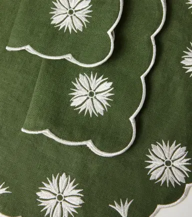 Cabana Olive set of 2 linen and cotton napkins | Thumbnail 3