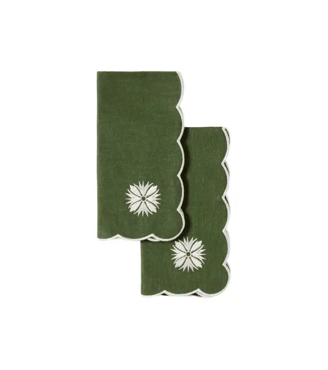 Cabana Olive set of 2 linen and cotton napkins