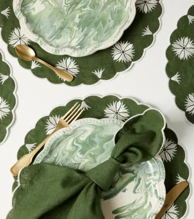 Cabana Olive set of 2 linen and cotton placemats | Thumbnail 4