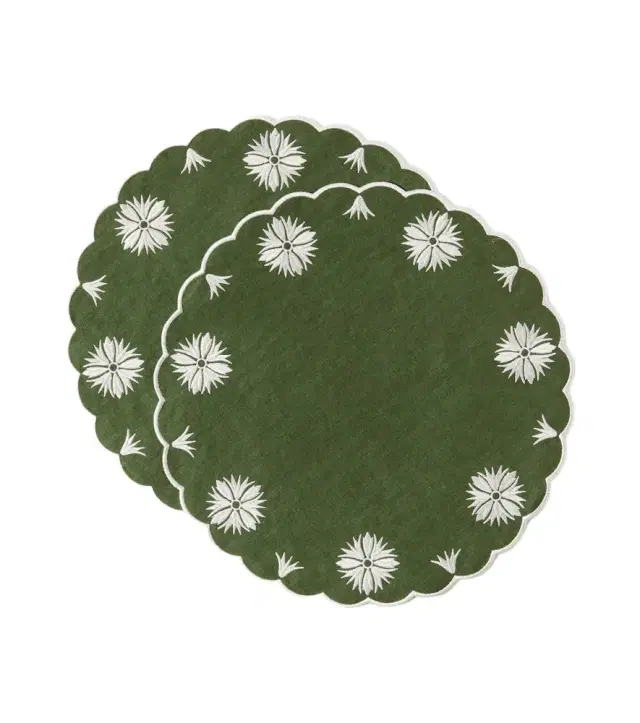 Cabana Olive set of 2 linen and cotton placemats