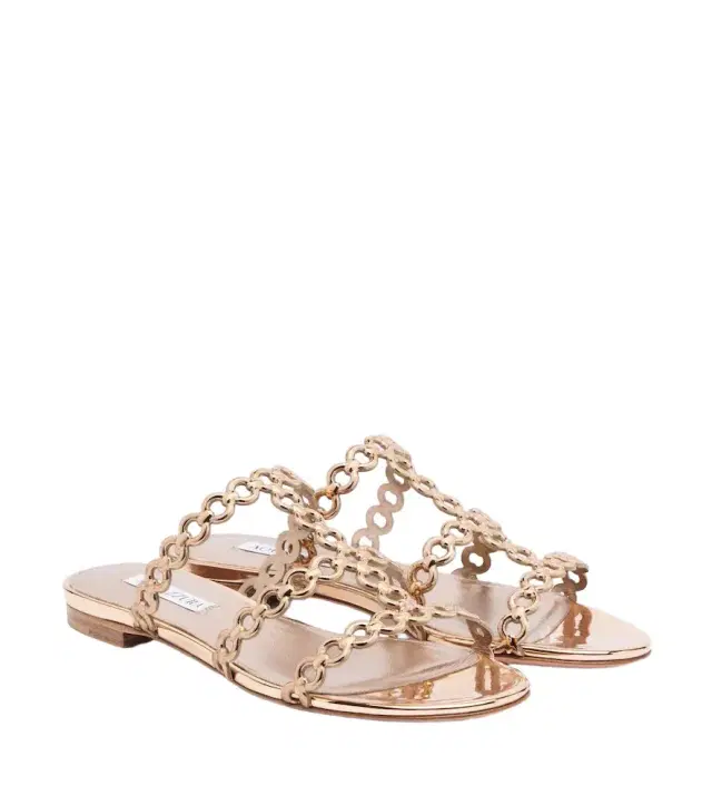 Aquazzura Infinity Chain mirrored leather sandals
