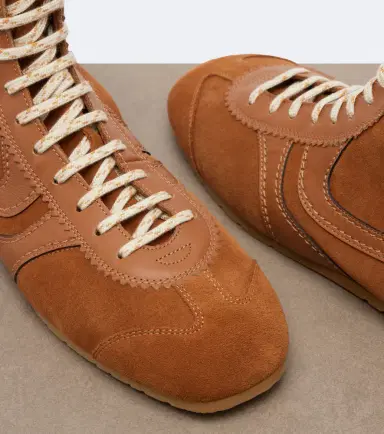 Dries Van Noten Leather-trimmed suede high-top sneakers | Thumbnail 3