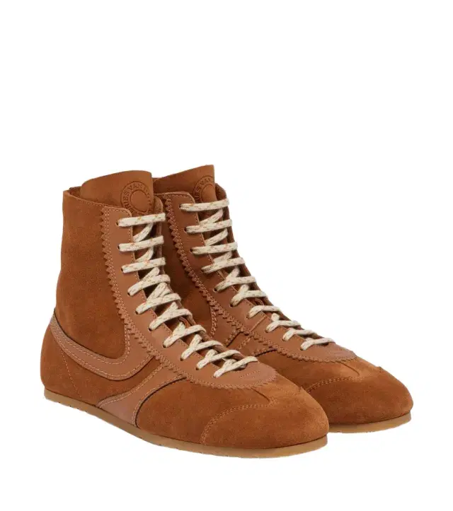 Dries Van Noten Leather-trimmed suede high-top sneakers
