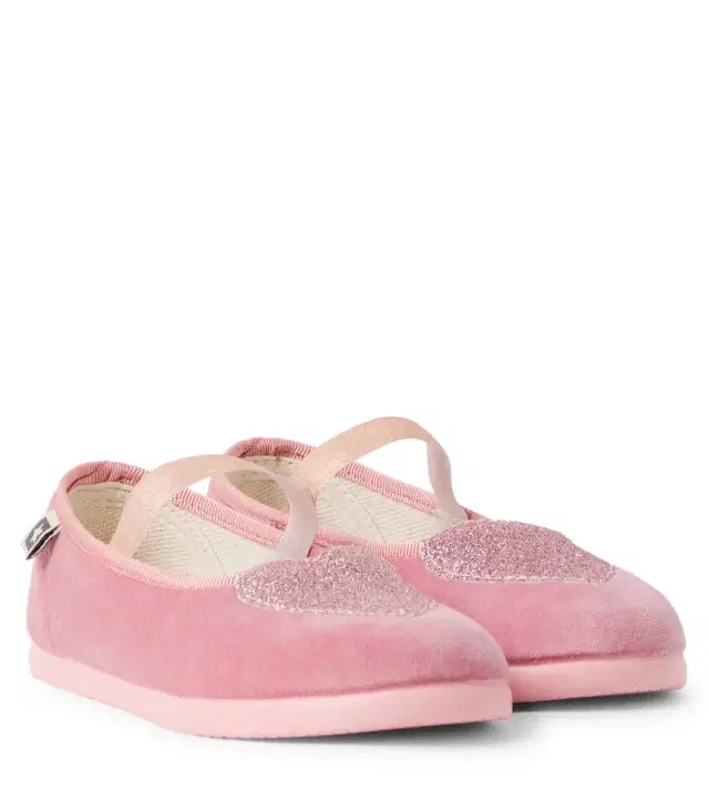 Bonton Sarah glitter velvet Mary Jane flats