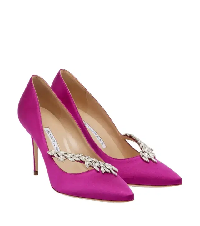 Manolo Blahnik Nadira embellished satin pumps