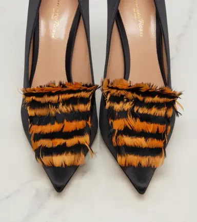 Gianvito Rossi Feather-trimmed satin pumps | Thumbnail 2 Gianvito Rossi Feather-trimmed satin pumps | Thumbnail 2