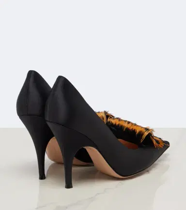 Gianvito Rossi Feather-trimmed satin pumps | Thumbnail 3 Gianvito Rossi Feather-trimmed satin pumps | Thumbnail 3
