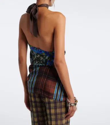 Dries Van Noten Printed halterneck silk twill top | Thumbnail 5