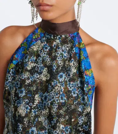 Dries Van Noten Printed halterneck silk twill top | Thumbnail 6
