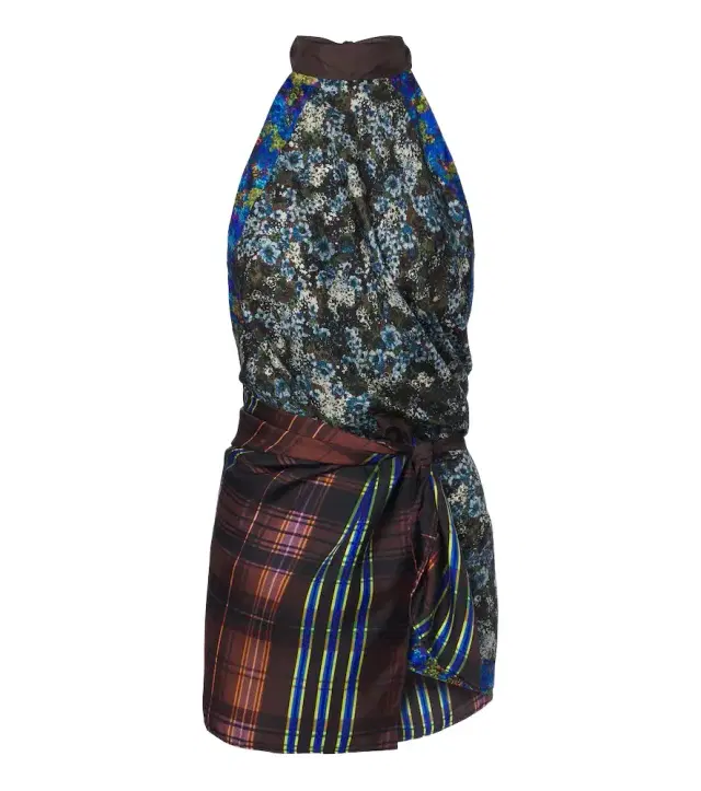 Dries Van Noten Printed halterneck silk twill top