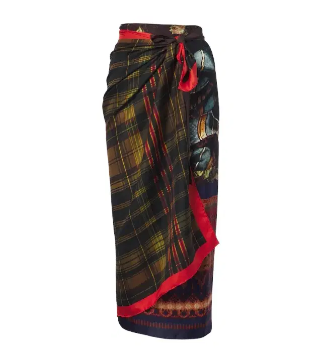 Dries Van Noten Printed silk twill wrap skirt