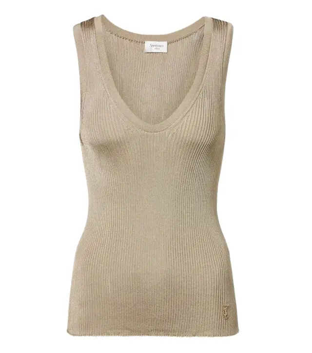 Saint Laurent Cassandre ribbed-knit tank top