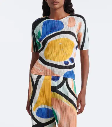 Pleats Please Issey Miyake Roll pleated printed top | Thumbnail 2