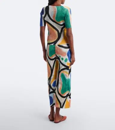 Pleats Please Issey Miyake Roll pleated printed wide-leg pants | Thumbnail 3