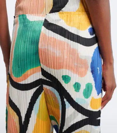 Pleats Please Issey Miyake Roll pleated printed wide-leg pants | Thumbnail 4