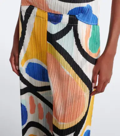 Pleats Please Issey Miyake Roll pleated printed wide-leg pants | Thumbnail 5