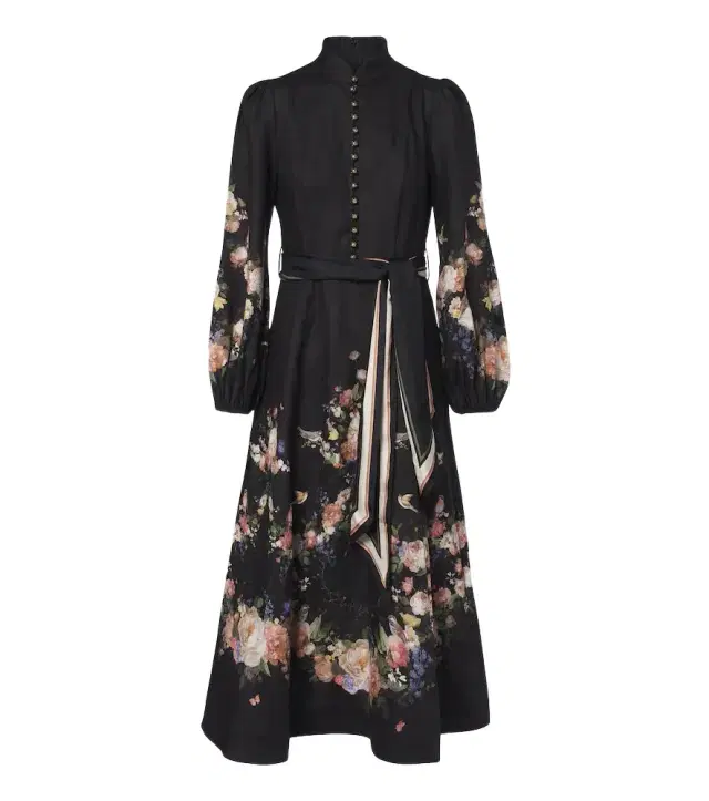 Zimmermann Valiant belted floral linen midi dress