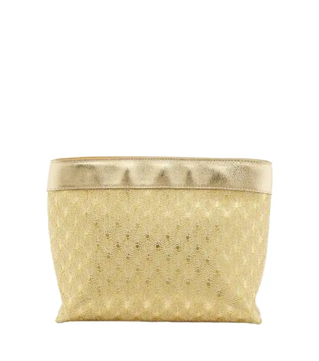 Missoni Mini leather-trimmed lamé pouch