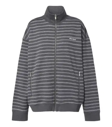 Miu Miu Striped cotton zip-up sweatshirt | Thumbnail 1