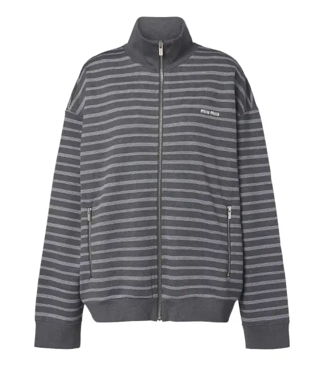 Miu Miu Striped cotton zip-up sweatshirt