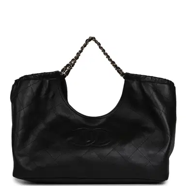 Chanel Chanel Maxi CC Cabas Hobo Bag Black Calfskin Gold Hardware | Thumbnail 2