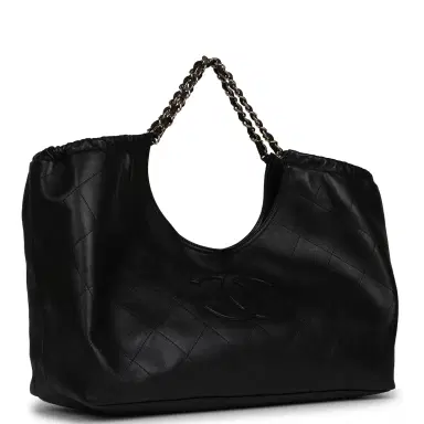Chanel Chanel Maxi CC Cabas Hobo Bag Black Calfskin Gold Hardware | Thumbnail 3