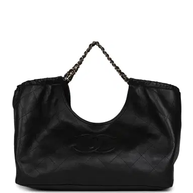 Chanel Chanel Maxi CC Cabas Hobo Bag Black Calfskin Gold Hardware | Thumbnail 1