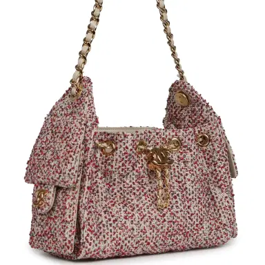 Chanel Chanel Mini 25 Hobo Bag Light Beige, Red, White Blue Tweed Boucle Gold Hardware | Thumbnail 2 Chanel Chanel Mini 25 Hobo Bag Light Beige, Red, White Blue Tweed Boucle Gold Hardware | Thumbnail 2