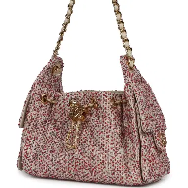 Chanel Chanel Mini 25 Hobo Bag Light Beige, Red, White Blue Tweed Boucle Gold Hardware | Thumbnail 5 Chanel Chanel Mini 25 Hobo Bag Light Beige, Red, White Blue Tweed Boucle Gold Hardware | Thumbnail 5