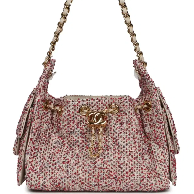 Chanel Chanel Mini 25 Hobo Bag Light Beige, Red, White Blue Tweed Boucle Gold Hardware