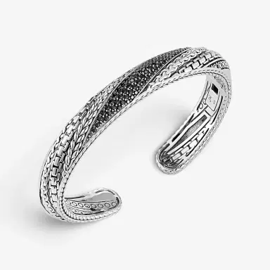 JAI JAI Master Artisan Sterling Silver Black Spinel Cuff Bangle Bracelet JJH5005B-BS - M by The Solist | Thumbnail 2