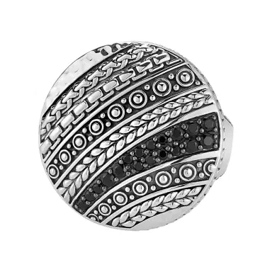 JAI JAI Master Artisan Sterling Silver Black Spinel Disk Ring JJH3020R-BS - by The Solist | Thumbnail 1