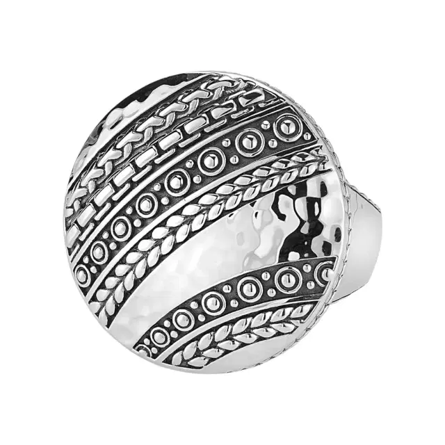 JAI JAI Master Artisan Sterling Silver Hammered & Textured Disk Ring JJH3020R - by The Solist